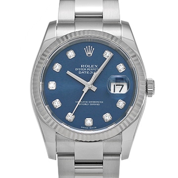 ロレックス デイトジャスト 36 116234G ブルー/ダイヤモンド メンズ 時計 【中古】【wristwatch】