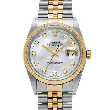 ロレックス デイトジャスト 16233NG ホワイトシェル/ダイヤモンド メンズ 時計 【中古】【wristwatch】