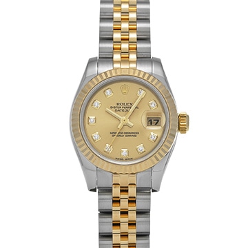 ロレックス デイトジャスト 179173G シャンパン/ダイヤモンド レディース 時計 【中古】【wristwatch】