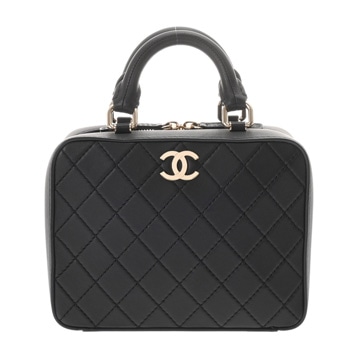 シャネル マトラッセ ヴァニティケース ブラック AS1286 カーフスキン レディース バッグ 【中古】【bag】