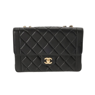 シャネル マトラッセ チェーンショルダー ブラック ラムスキン レディース バッグ 【中古】【bag】
