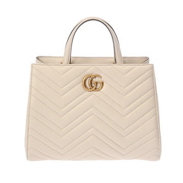 グッチ GGマーモント キルティング トップハンドルバッグ 2WAY ホワイト 448054 レザー レディース バッグ 【中古】【bag】