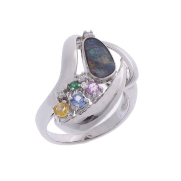 ノーブランド ボルダーオパール リング シルバー K18ホワイトゴールド WG レディース ジュエリー 【中古】【jewelry】