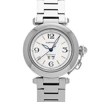 カルティエ パシャC ビッグデイト W31044M7 ホワイト ユニセックス 時計 【中古】【wristwatch】