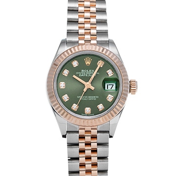 ロレックス レディ デイトジャスト 28 279171G オリーブグリーン/ダイヤモンド レディース 時計 【中古】【wristwatch】