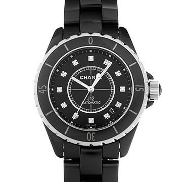 シャネル J12 38MM H1626 ブラックラッカー/ダイヤモンド メンズ 時計 【中古】【wristwatch】