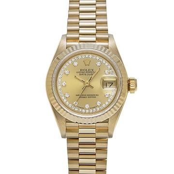 ロレックス デイトジャスト 69178G シャンパン/ミリヤードダイヤモンド レディース 時計 【中古】【wristwatch】