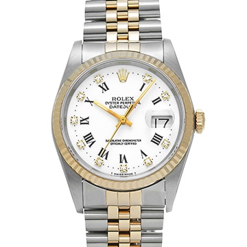 ロレックス デイトジャスト 16233G ホワイト/ダイヤモンド メンズ 時計 【中古】【wristwatch】