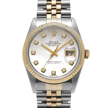 ロレックス デイトジャスト 16233NG ホワイトシェル/ダイヤモンド メンズ 時計 【中古】【wristwatch】