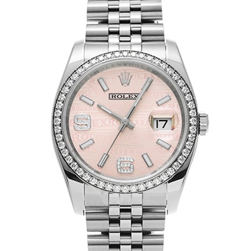 ロレックス デイトジャスト 116244 ピンクウェーブ/ダイヤモンド メンズ 時計 【中古】【wristwatch】