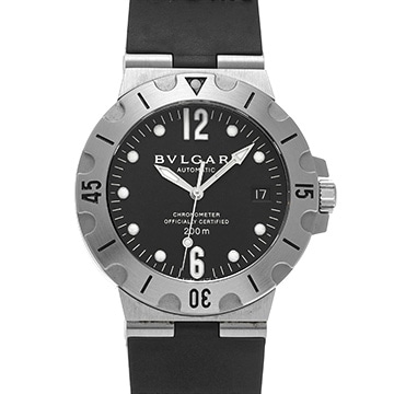 ブルガリ ディアゴノ スクーバ SD38S ブラック メンズ 時計 【中古】【wristwatch】