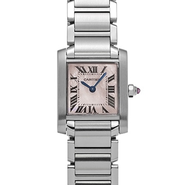 カルティエ タンク フランセーズ SM W51028Q3 ピンクシェル レディース 時計 【中古】【wristwatch】