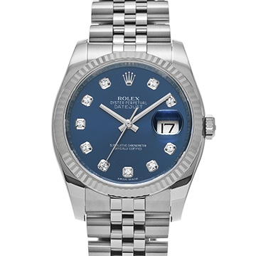 ロレックス デイトジャスト 116234G ブルー/ダイヤモンド メンズ 時計 【中古】【wristwatch】