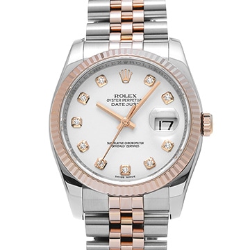 ロレックス デイトジャスト 116231G ホワイト/ダイヤモンド メンズ 時計 【中古】【wristwatch】