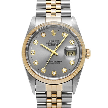 ロレックス デイトジャスト 16233G シルバー/ダイヤモンド メンズ 時計 【中古】【wristwatch】
