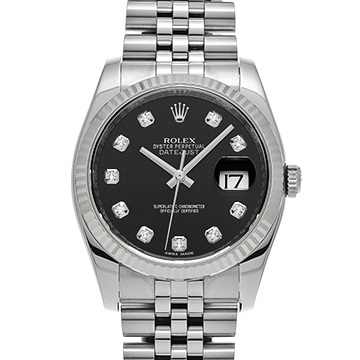 ロレックス デイトジャスト 116234G ブラック/ダイヤモンド メンズ 時計 【中古】【wristwatch】