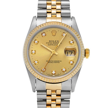 ロレックス デイトジャスト 16233G シャンパン/ダイヤモンド メンズ 時計 【中古】【wristwatch】