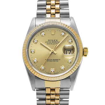ロレックス デイトジャスト 16233G シャンパン/ダイヤモンド メンズ 時計 【中古】【wristwatch】
