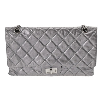 シャネル マトラッセ 2.55 マキシ チェーンショルダー メタリックグレー ラムスキン レディース バッグ 【中古】【bag】