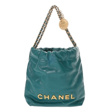シャネル ミニ ハンドバッグ CHANEL22 グリーン AS3980 シャイニーカーフスキン レディース バッグ 【中古】【bag】