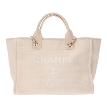 シャネル ドーヴィル スモールショッピングバッグ ホワイト AS3257 キャンバス/レザー レディース バッグ 【中古】【bag】