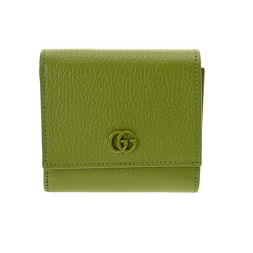グッチ ウォレット ダブルG グリーン 598587 レザー レディース 財布 【中古】【purse】