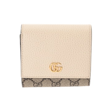 グッチ ウォレット ダブルG ベージュ/ホワイト 598587 レザー/GGスプリームキャンバス レディース 財布 【中古】【purse】