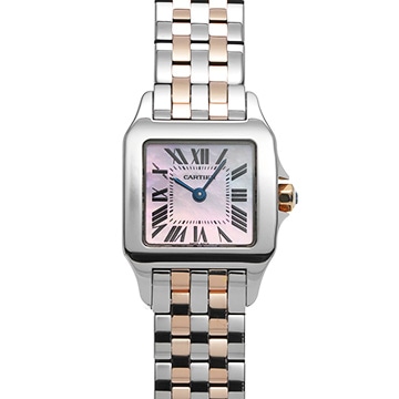 カルティエ サントスドゥモワゼル W25074Y9 ピンクシェル レディース 時計 【中古】【wristwatch】