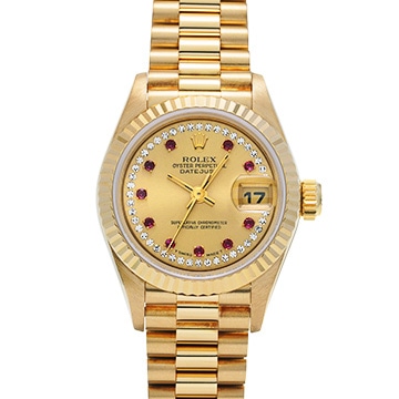 ロレックス デイトジャスト 69178LR シャンパン/ミリヤードダイヤモンド/ルビー レディース 時計 【中古】【wristwatch】