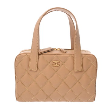 シャネル マトラッセ ワイルドステッチ ベージュ レザー レディース バッグ 【中古】【bag】