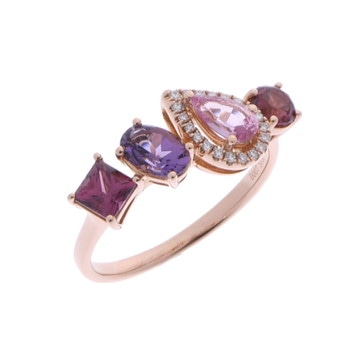 ノーブランド ピンクサファイア リング ゴールド K18ピンクゴールド PG レディース ジュエリー 【中古】【jewelry】