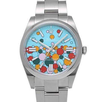 ロレックス オイスターパーペチュアル 41 124300 ターコイズブルー セレブレーションモチーフ メンズ 時計 【新品】【wristwatch】