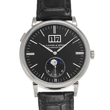 ランゲ＆ゾーネ サクソニア ムーンフェイズ 384.029 ブラック メンズ 時計 【中古】【wristwatch】