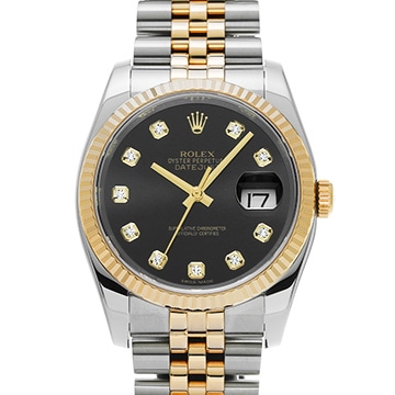 ロレックス デイトジャスト 116233G ブラック/ダイヤモンド メンズ 時計 【中古】【wristwatch】