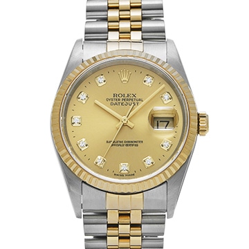 ロレックス デイトジャスト 16233G シャンパン/ダイヤモンド メンズ 時計 【中古】【wristwatch】