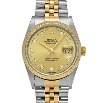 ロレックス デイトジャスト 16233G シャンパン/ダイヤモンド メンズ 時計 【中古】【wristwatch】