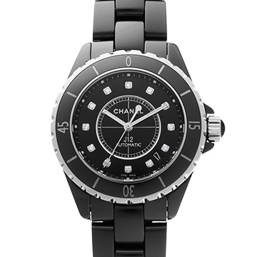 シャネル J12 38MM H1626 ブラックラッカー/ダイヤモンド メンズ 時計 【中古】【wristwatch】