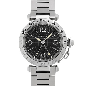 カルティエ パシャC メリディアン GMT W31049M7 ブラック メンズ 時計 【中古】【wristwatch】