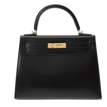 エルメス ケリー 28 外縫い 2WAY ブラック ボックスカーフ レディース バッグ 【中古】【bag】