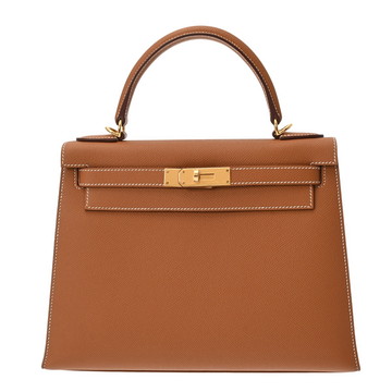 エルメス ケリー 28 外縫い 2WAY ゴールド ヴォーエプソン レディース バッグ 【中古】【bag】