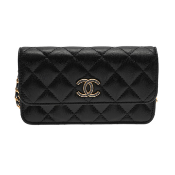 シャネル マトラッセ フラップフォンケース ブラック ラムスキン レディース バッグ 【中古】【bag】
