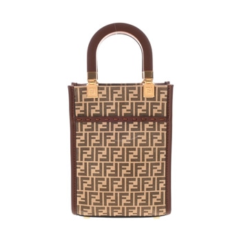 フェンディ サンシャインショッパー ミニ ミール/ブラウン 8BS051 AFIS スエード/レザー レディース バッグ 【中古】【bag】