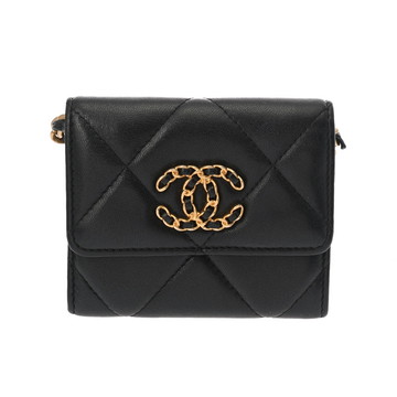シャネル ミニチェーンウォレット CHANEL19 ブラック AP2409 ラムスキン レディース バッグ 【中古】【bag】