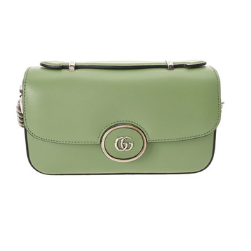 グッチ ダブルG ショルダーバッグ グリーン 739722 レザー レディース バッグ 【中古】【bag】