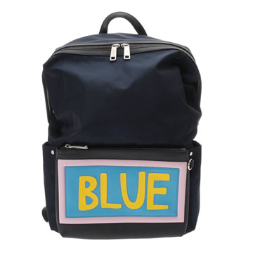 フェンディ バックパック ネイビー 7VZ035.6C2 ナイロン/カーフレザー ユニセックス バッグ 【中古】【bag】