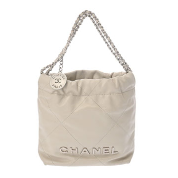 シャネル ミニ ハンドバッグ CHANEL22 アイボリー AS3980 シャイニーカーフスキン レディース バッグ 【中古】【bag】