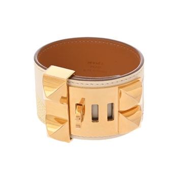 エルメス コリエドシアン バングル ＃T2 クレ/ゴールド金具 ヴォースイフト レディース ジュエリー 【中古】【jewelry】