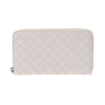 ボッテガ ヴェネタ ジップアラウンドウォレット イントレチャート ホワイト レザー ユニセックス 財布 【中古】【purse】