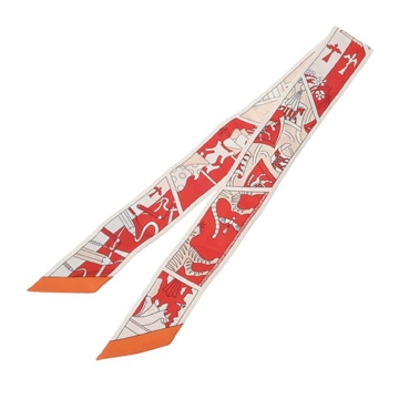 エルメス ツイリー HERMES FACTRY SUITE ホワイト/レッド 063975S シルク100％ レディース 【新品】【other】