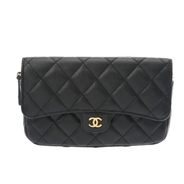 シャネル マトラッセ フラップフォンケース ブラック AP2096 ソフトグレインドカーフスキン レディース バッグ 【中古】【bag】
